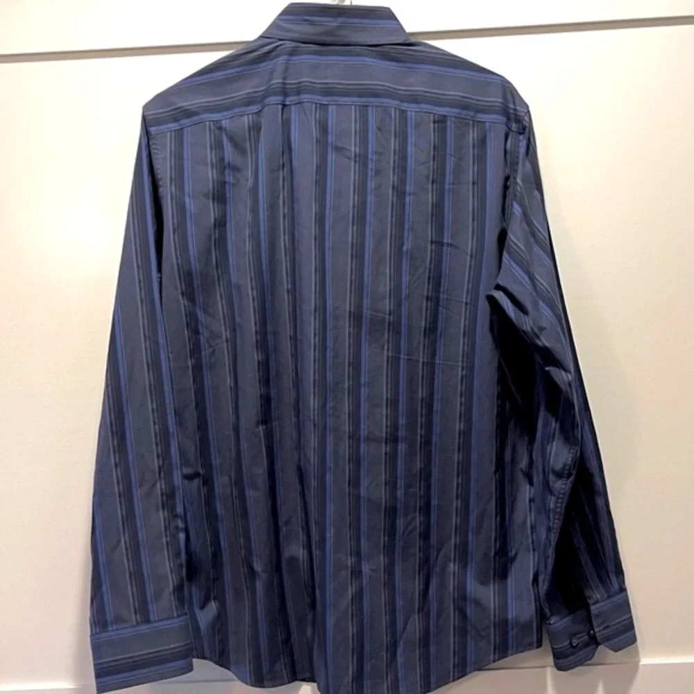 Banana Republic Men Dress Casual Blue & Grey Striped Button Down Shirt, sz M